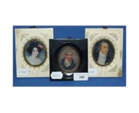 Three oval bust portrait miniatures 