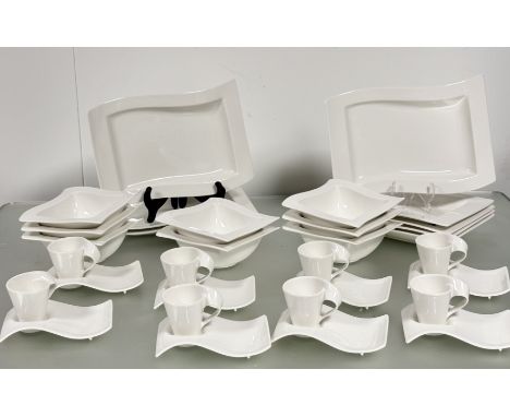 A Villeroy &amp; Boch New Wave, porcelain part dinner service comprising, eight plates (h-23cm l-33.5cm), eight bowls (w-12cm