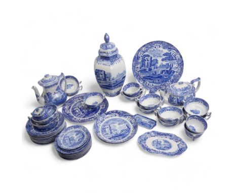 Spode Italian large hexagonal vase and cover, H43cm, together with a coffee & tea pot, eight breakfast bowls, twelve soup bow