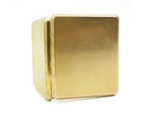 Early 20th century 9ct gold case, with engine turned decoration and sliding hinge mechanism by Alexander Clark & Co Ltd, Birm