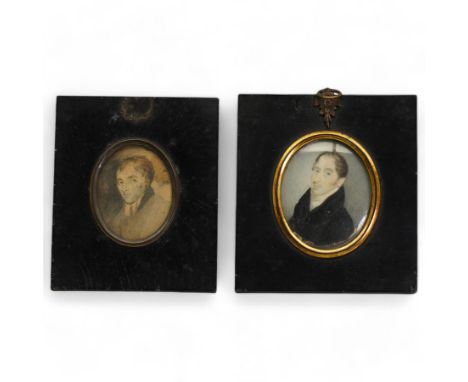 English School (18th century): Portrait of Henry Hamilton (Anglo-Irish 1734-1796), miniature watercolour on ivory and miniatu