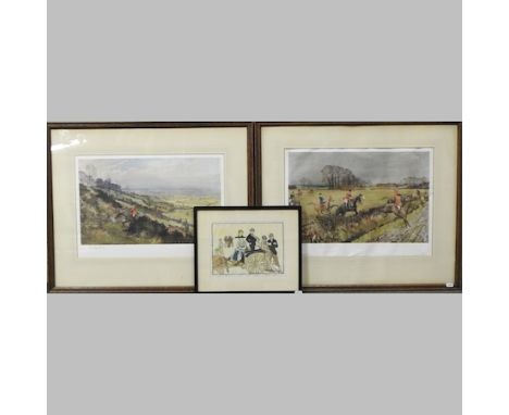 After Lionel Edwards, a pair of signed hunting prints, together with Eric and Agnes Pinder Davis, a signed print