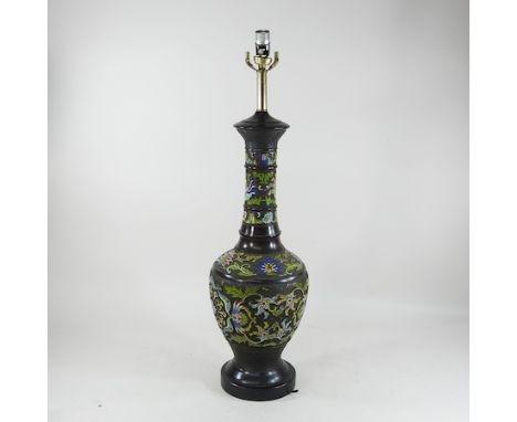 A Chinese cloisonne enamel table lamp, 70cm high