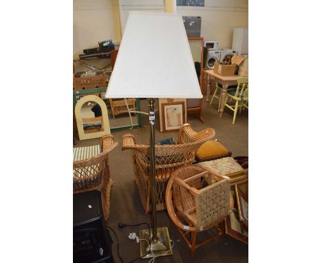 BRASS LAMP STANDARD AND SHADE