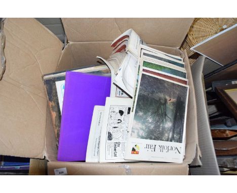 BOX CONTAINING LARGE QUANTITY OF VARIOUS BOOKS AND EPHEMERA INCLUDING VINTAGE  NORFOLK FAIR MAGAZINES ETC