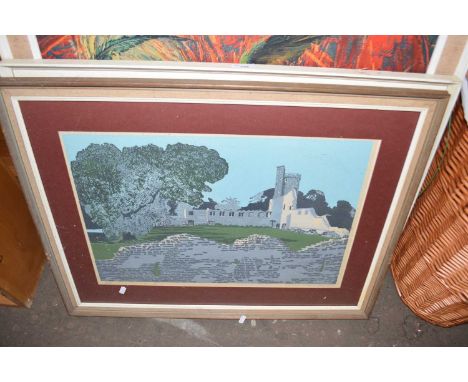 FIVE VARIOUS LARGE FRAMED PICTURES INCLUDING PRINT 'CAISTER CASTLE' X 2 AFTER ALAN HARVEY