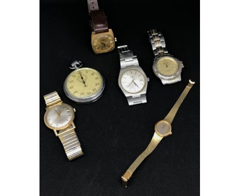 A mixed collection of watches including Avia gents 9ct gold and stainless, Rotary, Sekonda and Rodania data sport (6).