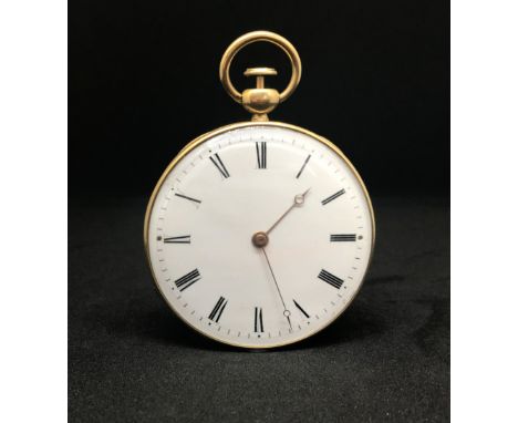 An 18ct gold French repeat pocket watch, full Roman enamel dial, key wind movement, boxed.