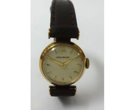Jaeger-LeCoultre, a vintage ladies 9ct gold wristwatch, mechanical movement, the back plate no.8644, boxed.