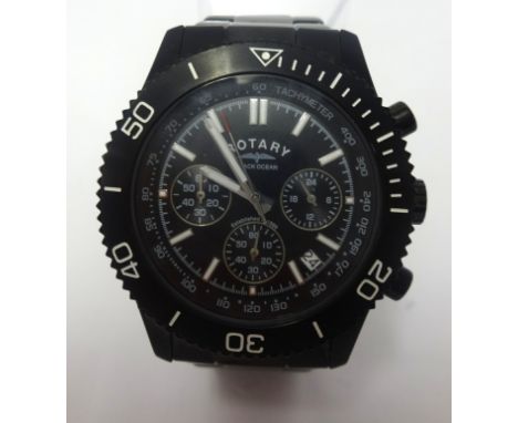 Rotary, a gents Black Ocean wristwatch, boxed with booklet and extra links.