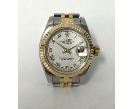 Rolex, Datejust, a well kept ladies steel and gold with original box and outer box, Model No.179173, Case No.V558694.