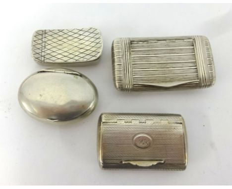 A Geo III silver and gilt snuff box, London (T.B, E.B, J.B) together with another Geo III snuff box, unmarked, a continental 