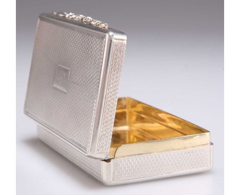 AN EARLY VICTORIAN SILVER SNUFF BOX by Charles Reily &amp; George Storer, London 1838, rectangular, with an engine-turned gro
