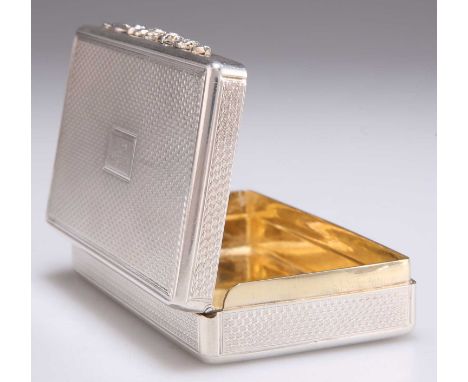 AN EARLY VICTORIAN SILVER SNUFF BOX by Charles Reily &amp; George Storer, London 1838, rectangular, with an engine-turned gro