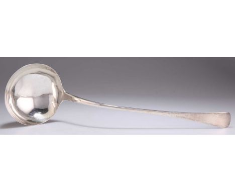 A GEORGE III SILVER SOUP LADLE by George Baskerville (probably), London 1764, Old English pattern. 33cm long, 5.2 troy ounces