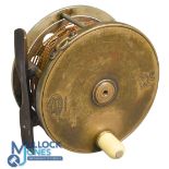 Hardy All Brass Transitional Perfect fly reel 3 ¾" dia, face place stamped with Rod in Hand and Oval