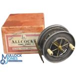 S Allcock & Co Redditch "The Aerial Popular" centre pin/trotting reel, 3 1/2" caged wide spool