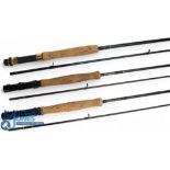 A collection of rods as follows: 2x John Seymour carbon trout fly rods, both 9ft 2pc, line 7/8#,