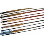 A collection of fly rods, as follows: Edgar Sealey "The Glane" trout fly rod, 9ft 2pc alloy reel
