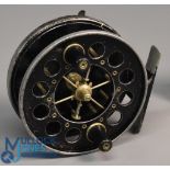 Allcocks Aerial alloy centre pin trotting reel, 3 3/4" caged wide ventilated 6 spoke spool, 6
