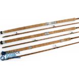 A collection of split cane Avon/carp rods, all appear to have been refurbished, in good order,