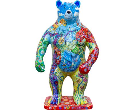 Brody BearBrilliantly painted by: Sally Rich.  Sally has painted Brody with a joyful pallet of colours to create an uplifting