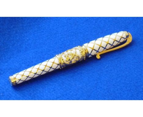 An S.T. Dupont Limited Edition (0587/1686) Versailles white lacquer Roller Ball Pen, the Tribute Pen draws inspiration from t