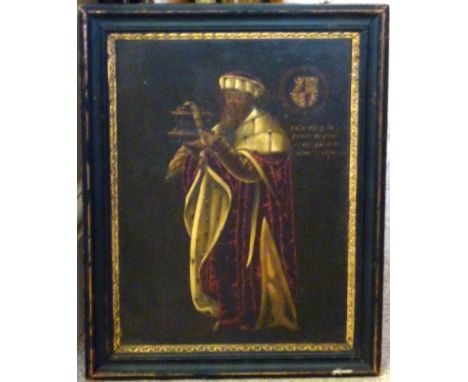 An early Hogarth framed Oil on wooden Panel full length Portrait Study, "Frederick V", electoral Prince Palatine of The Rhine