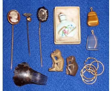 A selection of Jewellery and Bijouterie etc., including Stick Pins (one set with small rough cut diamond chips) and one furth