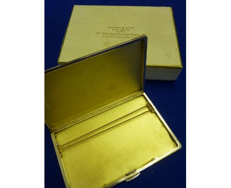 A heavy hallmarked silver Cigarette Case by Garrard & Co. Ltd., Crown Jewelers (formerly the Goldsmiths and Silversmiths Comp