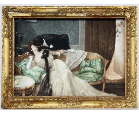 ETCHEVERRY, HUBERT-DENISBayonne 1867 - 1950 "Le Vertige" (Originaltitel). Farblitho mit Aquarell. Signiert und datiert 1903. 
