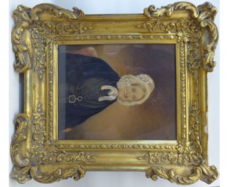 WILLIAM MAGUIRE; half length Portrait of Mrs Arnold in her eighty first year, watercolour with old inscription verso, circa 1
