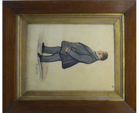 J HARPER; Profile Portrait of G Gibbins, Customs Officer, Beaufort 1841, watercolour, signed and inscribed.  10" (25cms) x 8"