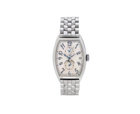 A MEN'S FRANCK MULLER STAINLESS STEEL AUTOMATIC DOUBLE GMT FUNCTION BRACELET WATCH. MASTER BANKER.Brand: Franck Muller Model: