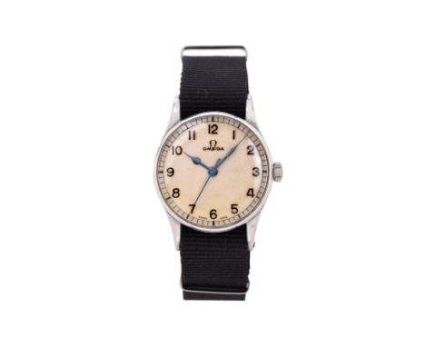 A MEN'S OMEGA STAINLESS STEEL MANUAL WRISTWATCH. MILITARY WW II R.A.F PILOTS.Brand: Omega Model: Military WW II R.A.F Pilots 