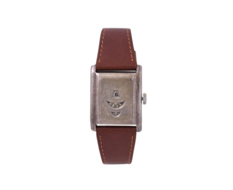 A MEN'S MENS SILVER MANUAL WRISTWATCH.JUMP HOUR GENEVE.Model: Jump HourCase reference: 14859Year: Circa 1930'sMovement: Manua