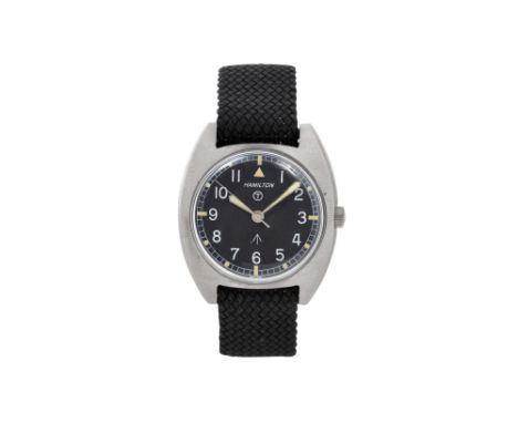 A MEN'S HAMILTON STAINLESS STEEL AUTOMATIC WRISTWATCH. MILITARY.Brand: Hamilton Model: T Military Case reference: 523-8290-W1