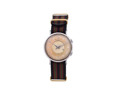 A MEN'S JAEGER-LECOULTRE STAINLESS STEEL ALARM MANUAL WRISTWATCH. MEMOVOX.Brand: Jaeger LeCoultre Model: Memovox Year: Circa 
