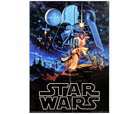 STAR WARS: A NEW HOPECommercial Poster (20" x 28")Fine- Folded; Artwork by Greg and Tim Hildebrandt Factors, 1977Due to a tig
