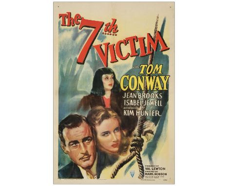 THE 7TH VICTIMOne Sheet (27" x 41")Very Fine- on Linen; Artwork by William Rose RKO, 1943Most of the RKO/Val Lewton posters h