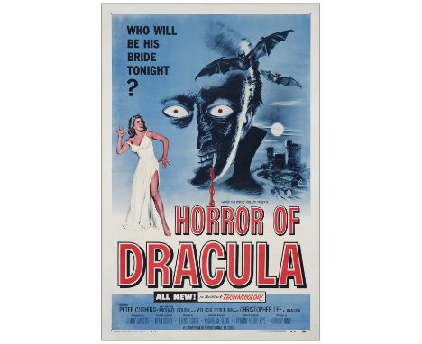 HORROR OF DRACULAOne Sheet (27" x 41" ); Blue PrintingVery Fine- on Linen Universal, 1958This one sheet to the great Hammer h