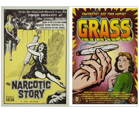 GRASS, THE NARCOTIC STORYOne Sheets (2) (28" x 41" &amp; 27" x 40")Near Mint Rolled; Artwork by Paul Mavrides (Grass) Jolf &a