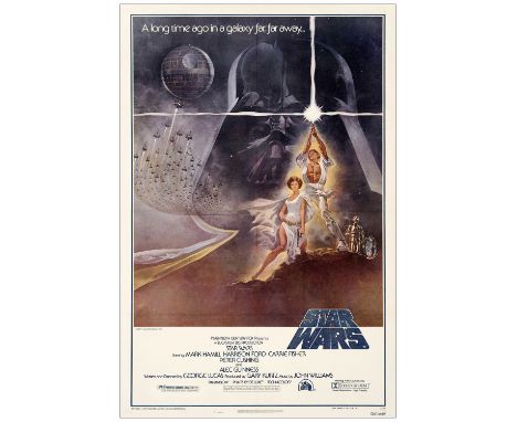 STAR WARS: A NEW HOPEOne Sheet (27" x 41"); Third Printing Style A Fine+ on Linen; Artwork by Tom Jung 20th Century Fox, 1977