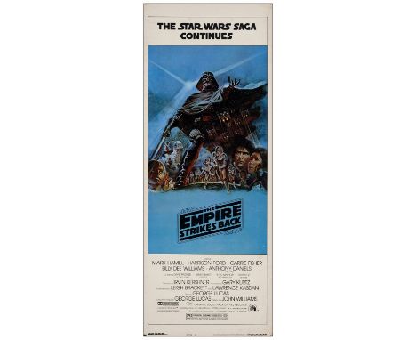 STAR WARS: THE EMPIRE STRIKES BACKInsert (14" x 36"); Dark Blue Style B Very Fine- Rolled; Artwork by Tom Jung  20th Century 