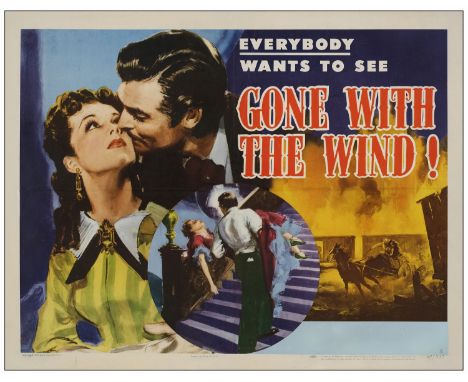 GONE WITH THE WINDHalf Sheet (22" x 28" ); Style BVery Fine- on Paper; Artwork by Armando Seguso MGM, R-1947This lovely half 