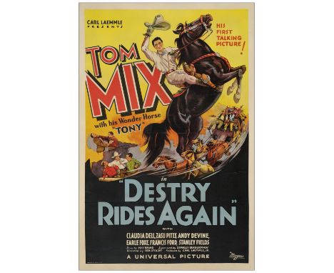 DESTRY RIDES AGAINOne Sheet (27" x 41"); Style AFine+ on Linen Universal, 1932This is the first time we've seen this poster c