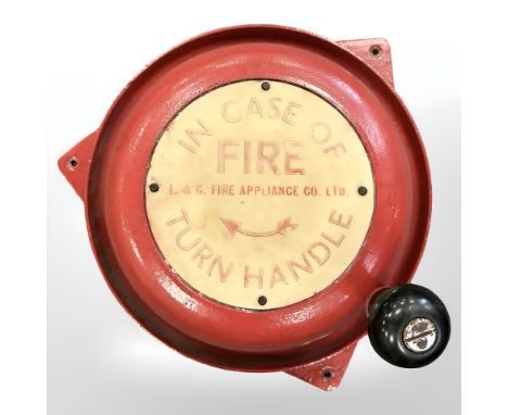 An L & G Fire Appliance Co Ltd hand-cranked fire bell, diameter 29cm. 