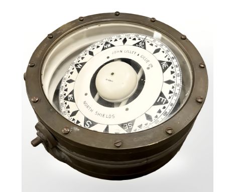 A John Lilley and Gillie Ltd of North Shields ship's compass, diameter 28cm. 