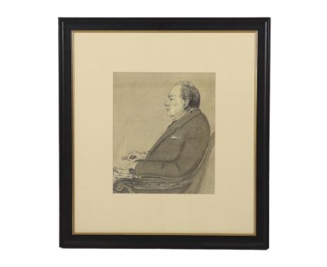 After Alfred Egerton Cooper (1883-1974) - “Profile for Victory-portrait of Sir Winston Churchill, seated half length’’, penci