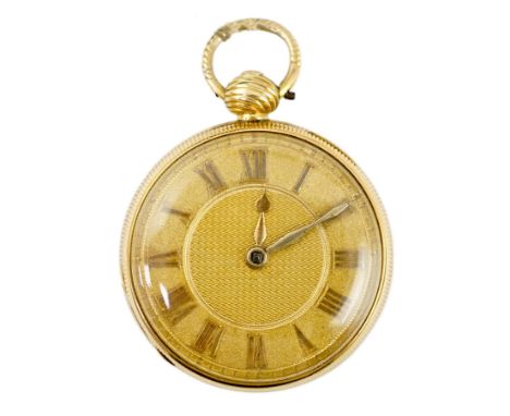 A George III engine turned 18ct gold open face pocket watch, by Young &amp; Sons, Newcastle on Tyne, with Roman dial and diam